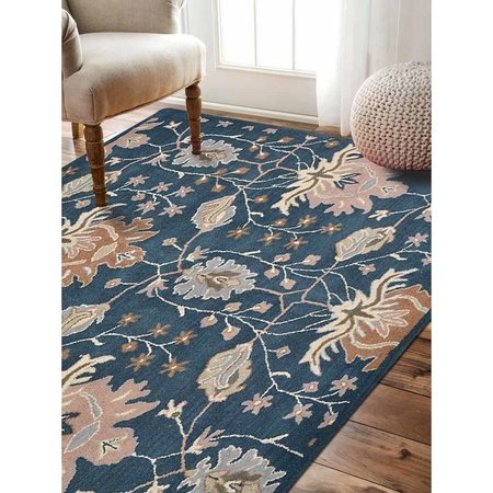 GLITZY RUGS 8 x 8 ft. Hand Tufted Wool Square RugBlue UBSK00522T0003C8